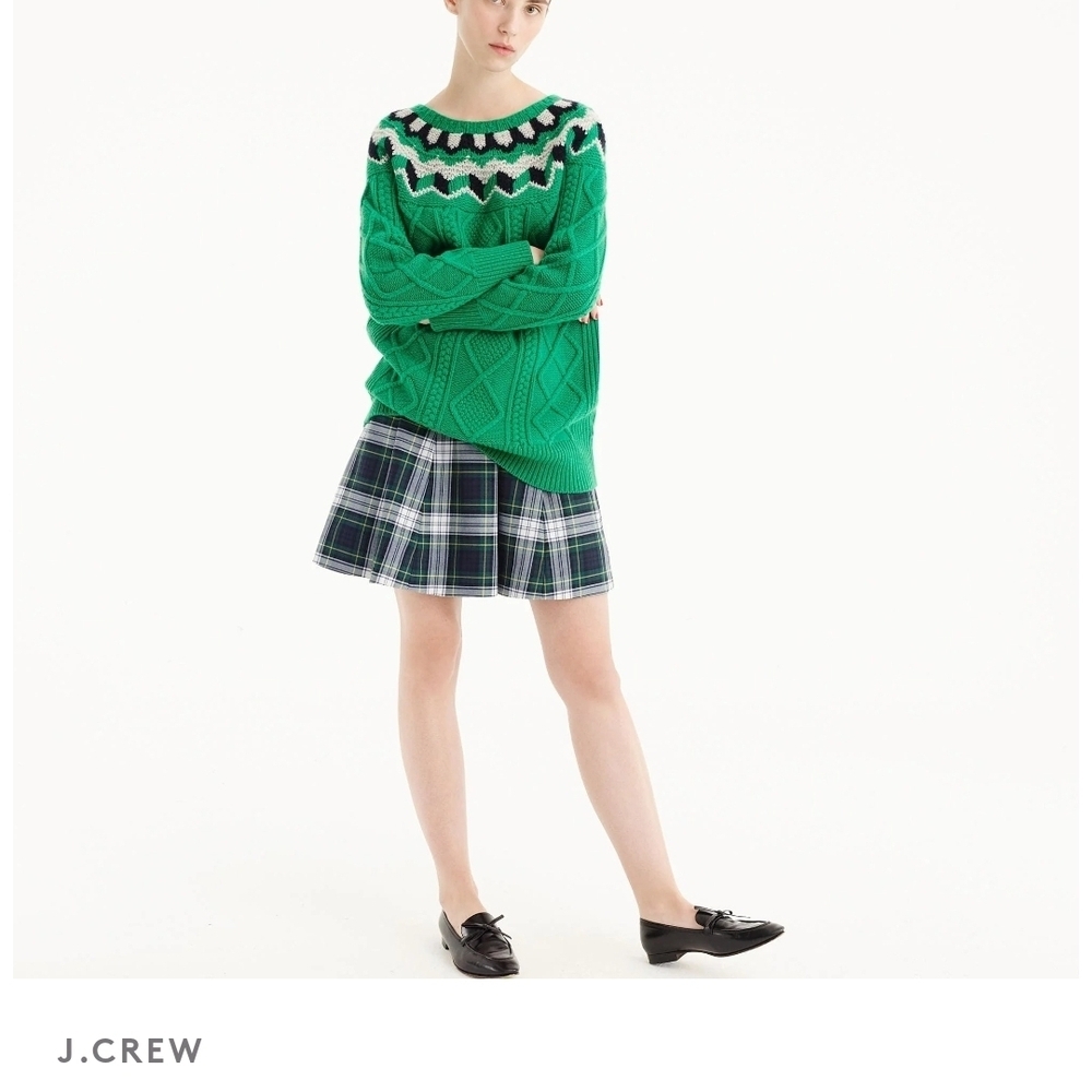 J.Crew Women’s 00 Plaid Mini Skirt Green Black Yellow Holiday Party NWT